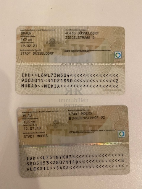 Personalausweise Aleksic Einfamilienhaus Moers